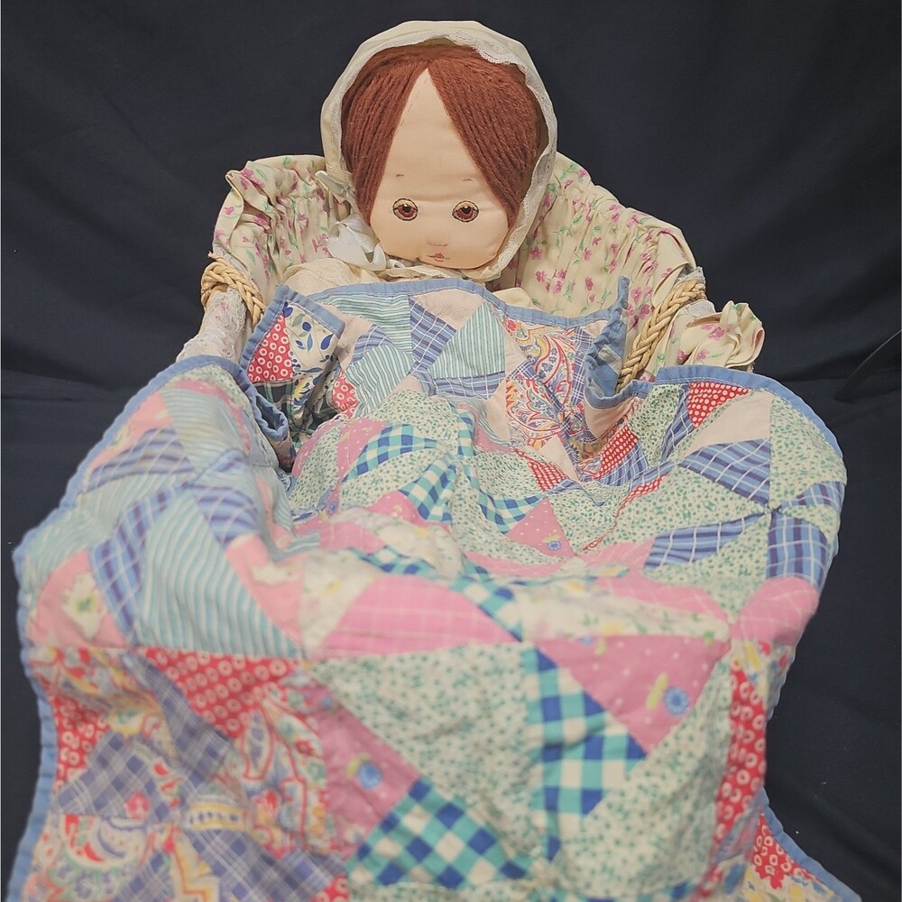 Vintage Cloth Rag Doll With Basket